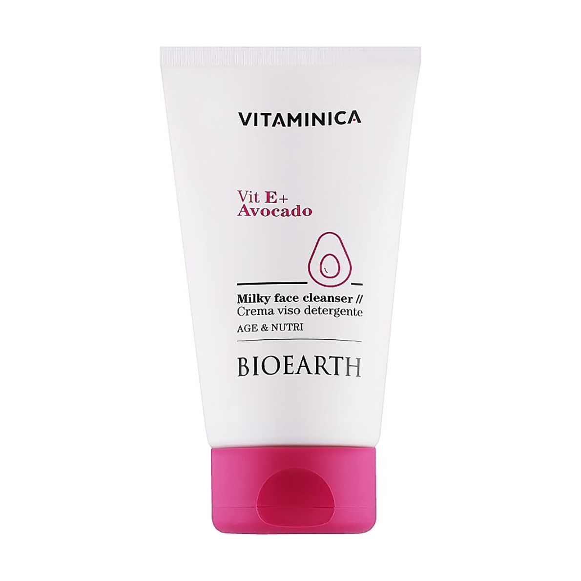Уцінка! Очищувальне молочко для обличчя Bioearth Vitaminica Vit E + Avocado Milky Face Cleanser, 150 мл